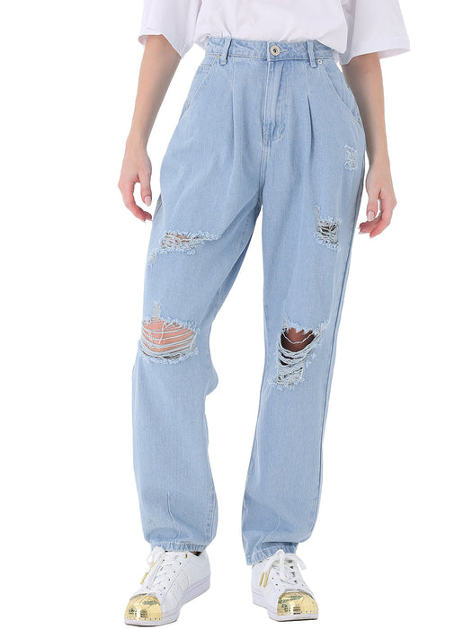 Loose High Waist Denim Trousers