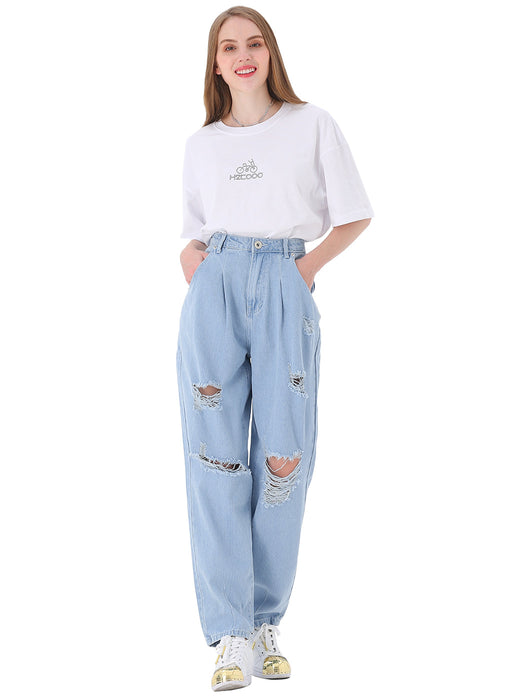 Loose High Waist Denim Trousers