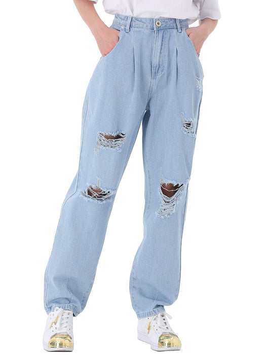 Loose High Waist Denim Trousers