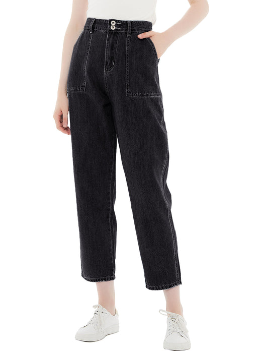 Loose Tapered Crop Denim Pants by Anna-Kaci