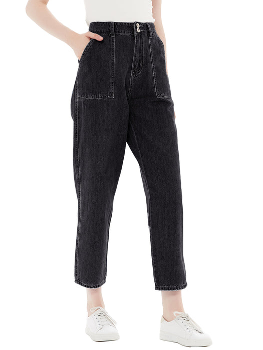 Loose Tapered Crop Denim Pants by Anna-Kaci