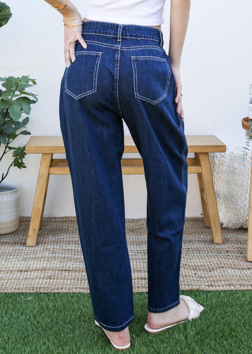 Loose Tapered Crop Denim Pants by Anna-Kaci