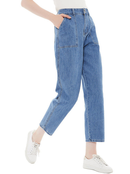 Loose Tapered Crop Denim Pants by Anna-Kaci