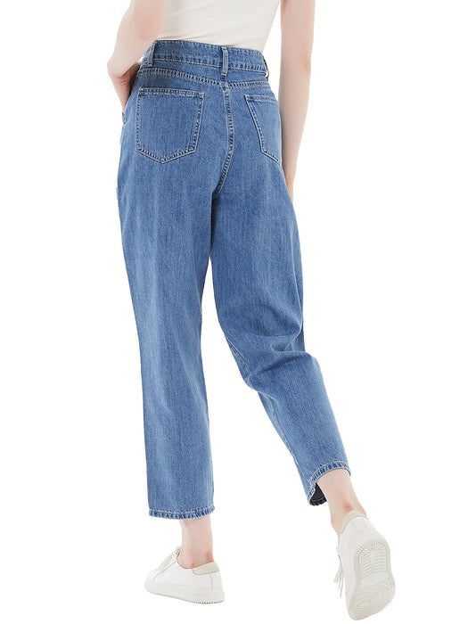 Loose Tapered Crop Denim Pants by Anna-Kaci