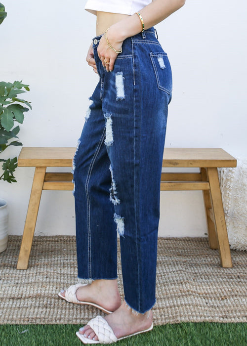 Baggy Distressed Boyfriend Denim Jeans by Anna-Kaci