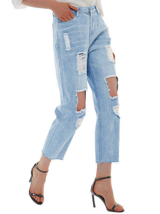 Baggy Distressed Boyfriend Denim Jeans by Anna-Kaci