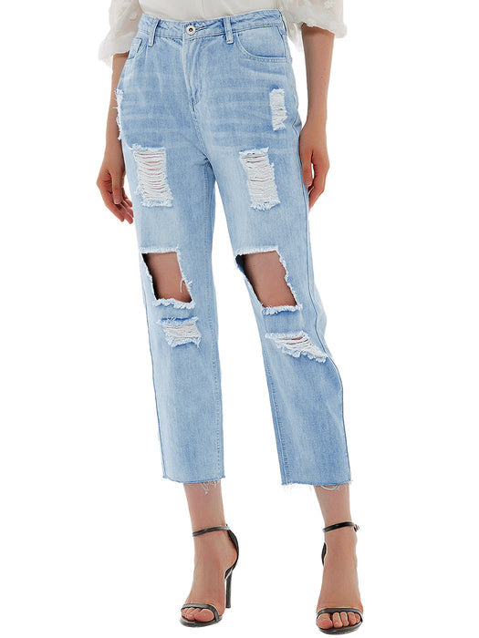 Baggy Distressed Boyfriend Denim Jeans by Anna-Kaci