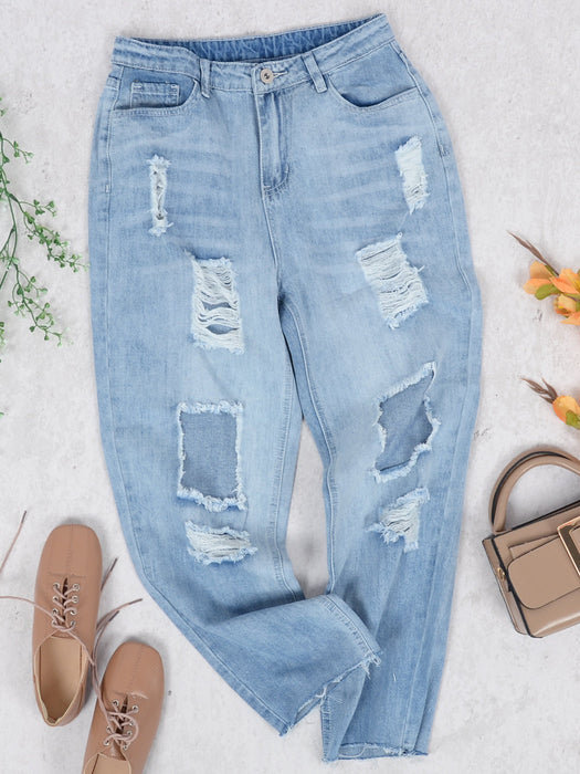 Baggy Distressed Boyfriend Denim Jeans by Anna-Kaci