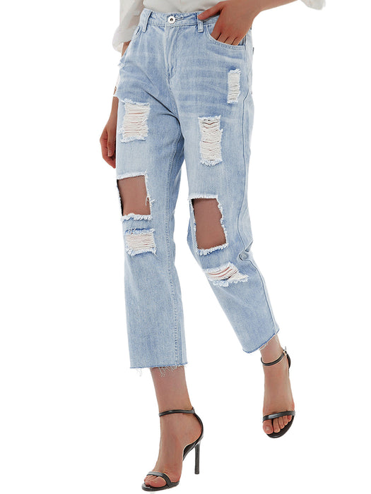 Baggy Distressed Boyfriend Denim Jeans by Anna-Kaci