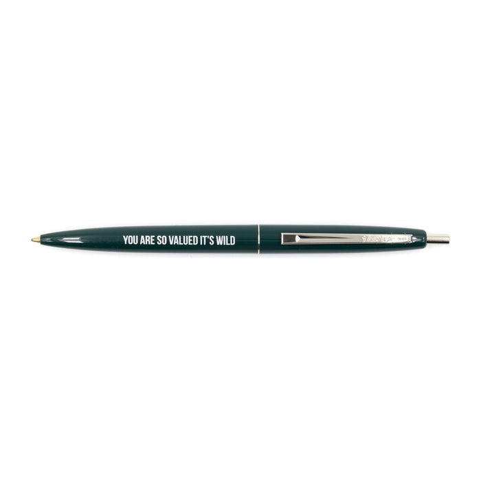 The Bullish Store - You Are So Valued It'S Wild Refillable Pen In Forest Green And Silver | Employee Appreciation