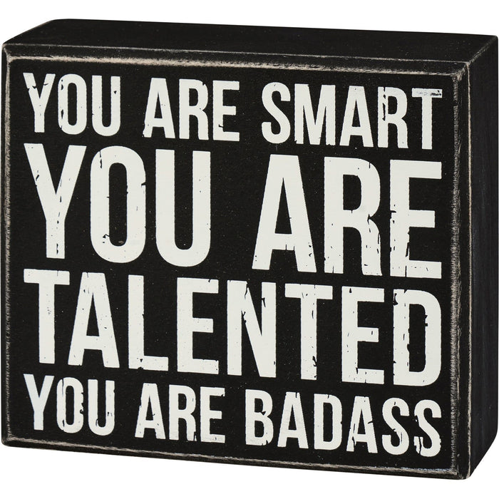 The Bullish Store - You Are Talented Box Sign | Black And White Wall Desk Wooden Box Sign | 4.50" X 4"