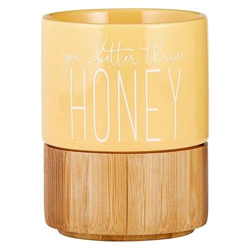 The Bullish Store - You Better Thrive Honey Ceramic Mug With Bamboo Base