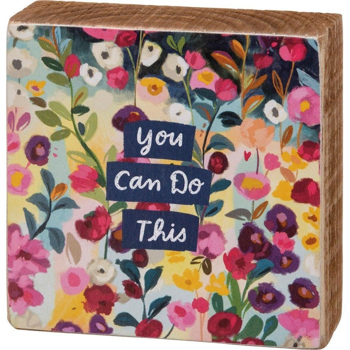 The Bullish Store - You Can Do This Mini Floral Wooden Block Sign | 3" Square