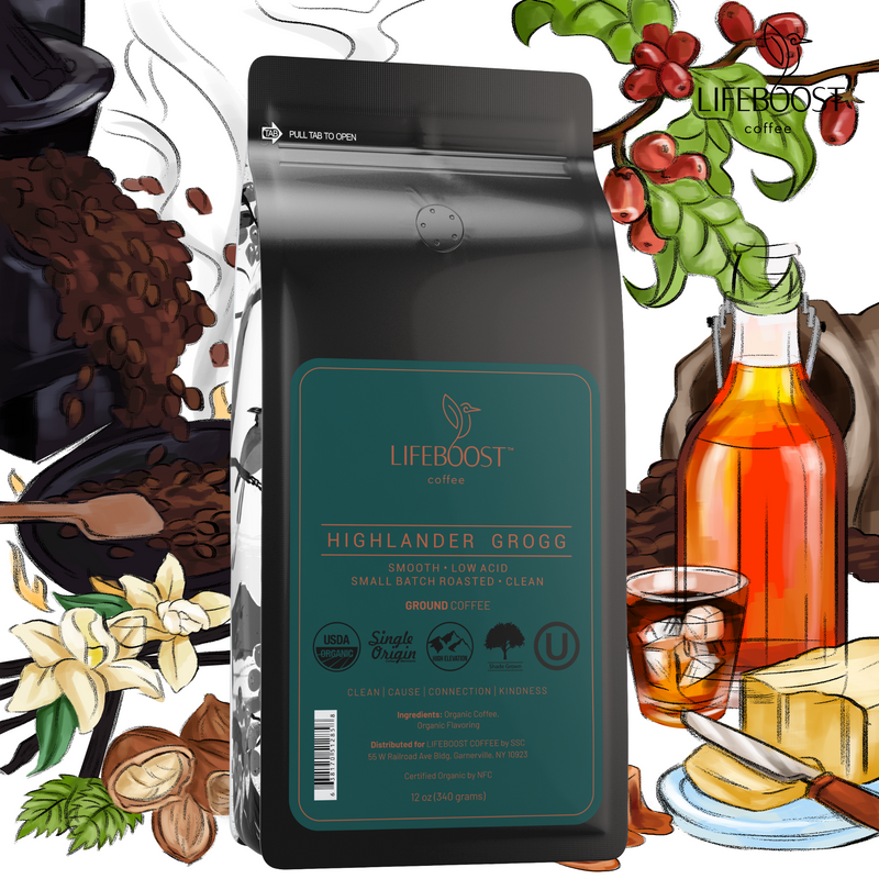 Lifeboost Coffee Highlander Grogg Flavored Coffee