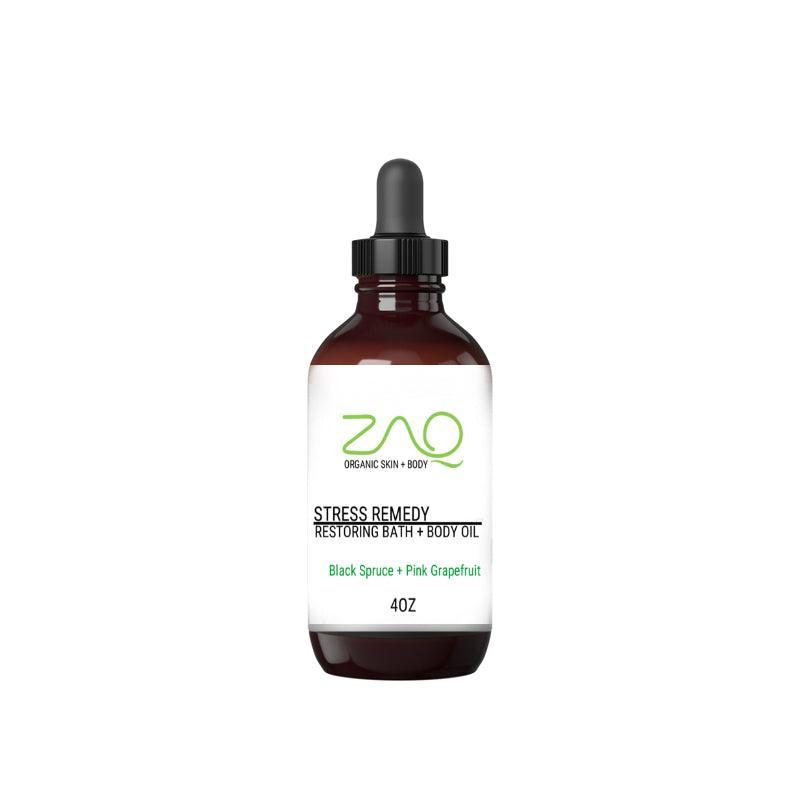 ZAQ Skin & Body Restoring Massage Body Oil - STRESS REMEDY - Black Spruce + Pink Grapefruit
