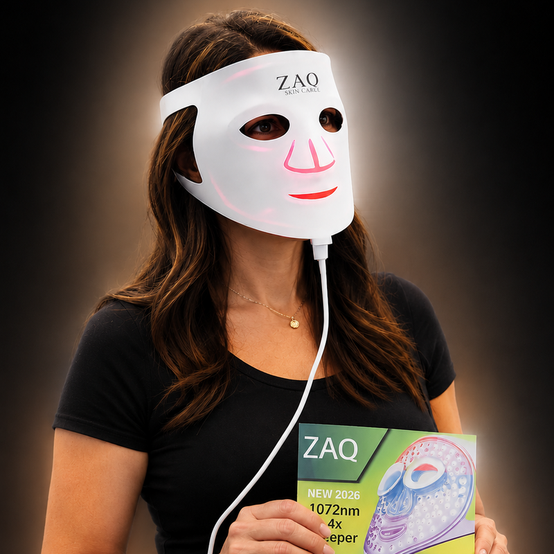 ZAQ Skin & Body Noor 2.0 Pro Light Face Mask: 1072nm Deep Infrared, Red & Blue Light (2026) Black