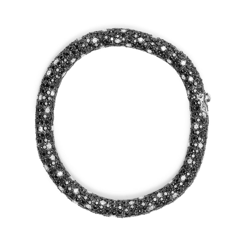 Bids.com 18K White Gold 20.0 Cttw Black and White Pave Set Diamond Eternity Snake Skin Style Tennis Bracelet (Black and G-H Color, SI1-SI2 Clarity) - Size 7" Bracelets