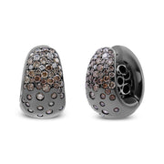 Bids.com Black Rhodium over 18K White Gold 2 1/4 Cttw Prong and Bezel Set White and Brown Diamond Huggy Hoop Earring (F-G/Brown Color, VS1-VS2 Clarity) Earrings