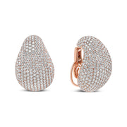 Bids.com 18K Rose Gold 13 1/5 Cttw Micro-Pave Diamond Sculptural Design Statement Omega Back Earrings (G-H Color, SI1-SI2 Clarity) Earrings