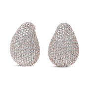Bids.com 18K Rose Gold 13 1/5 Cttw Micro-Pave Diamond Sculptural Design Statement Omega Back Earrings (G-H Color, SI1-SI2 Clarity) Earrings