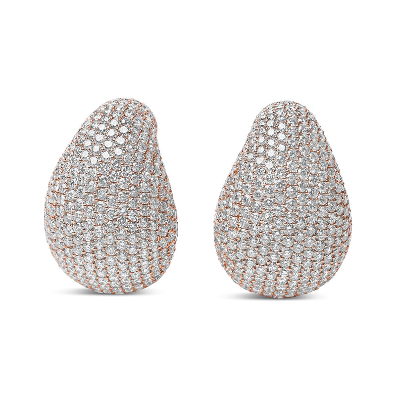 Bids.com 18K Rose Gold 13 1/5 Cttw Micro-Pave Diamond Sculptural Design Statement Omega Back Earrings (G-H Color, SI1-SI2 Clarity) Earrings