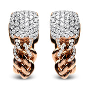 Bids.com 18K Rose Gold 3/4 Cttw Round Diamond Pave Cuban Chain Huggie Earrings (G-H Color, SI1-SI2 Clarity) Earrings
