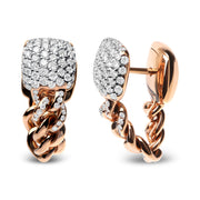 Bids.com 18K Rose Gold 3/4 Cttw Round Diamond Pave Cuban Chain Huggie Earrings (G-H Color, SI1-SI2 Clarity) Earrings