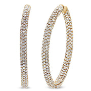 Bids.com 18K Rose Gold 6.90 Cttw Pave Set Diamond Inside Out Eternity Hoop Earrings (F-G Color, VS1-VS2 Clarity) Earrings
