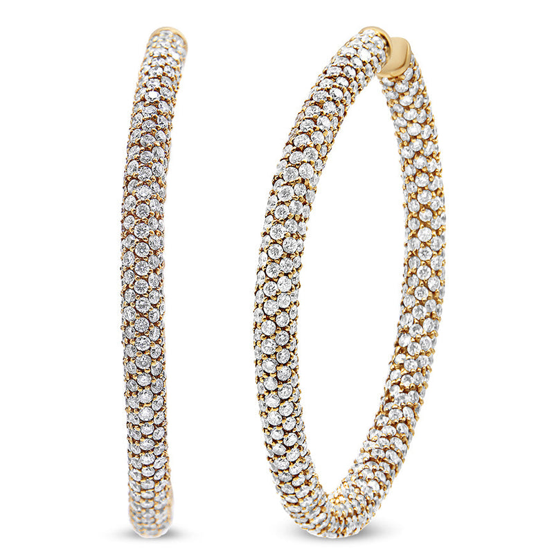 Bids.com 18K Rose Gold 6.90 Cttw Pave Set Diamond Inside Out Eternity Hoop Earrings (F-G Color, VS1-VS2 Clarity) Earrings