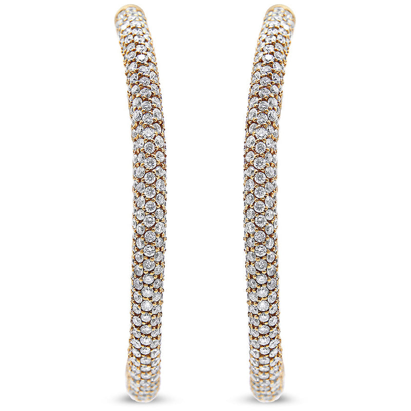 Bids.com 18K Rose Gold 6.90 Cttw Pave Set Diamond Inside Out Eternity Hoop Earrings (F-G Color, VS1-VS2 Clarity) Earrings
