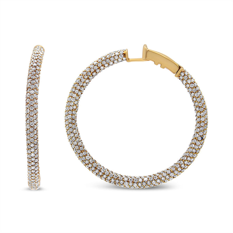 Bids.com 18K Rose Gold 6.90 Cttw Pave Set Diamond Inside Out Eternity Hoop Earrings (F-G Color, VS1-VS2 Clarity) Earrings