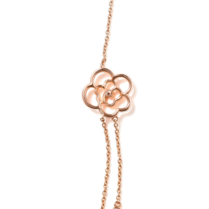 Bids.com 18K Rose Gold 1/2 Cttw Diamond and Freshwater Pearl Double Strand Station Necklace  (G-H Color, SI1-SI2 Clarity) - Adjustable up to 16" to 20" Necklaces