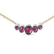 Bids.com 18K Rose Gold 3/4 Cttw Pave Diamonds and Graduated Red Ruby Gemstone Curved Bar Choker Necklace (G-H Color, SI1-SI2 Clarity) - Adjustable up to 14" - 16.5" Necklaces