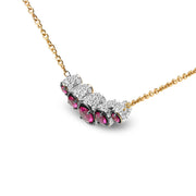 Bids.com 18K Rose Gold 3/4 Cttw Pave Diamonds and Graduated Red Ruby Gemstone Curved Bar Choker Necklace (G-H Color, SI1-SI2 Clarity) - Adjustable up to 14" - 16.5" Necklaces