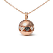 Bids.com 18K Rose Gold 3/8 Cttw Black and White Diamond Ball with Filigree Heart and Cluster Design 18" Pendant Necklace (Black and G-H Color, SI1-SI2 Clarity) Necklaces