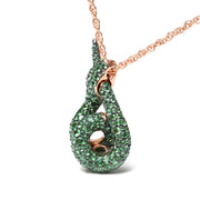 Bids.com 18K Rose Gold Round Green Tsavorite Gemstone Cluster Spiral Snake Design 18" Pendant Necklace (AAA+ Quality) Necklaces