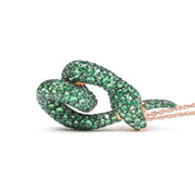 Bids.com 18K Rose Gold Round Green Tsavorite Gemstone Cluster Spiral Snake Design 18" Pendant Necklace (AAA+ Quality) Necklaces