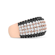 Bids.com 18K Rose Gold 2 1/5 Cttw Black and White Diamond 6 Row Band Ring (F-G and Black Color, VS1-VS2 Clarity) - Ring Size 7 Rings