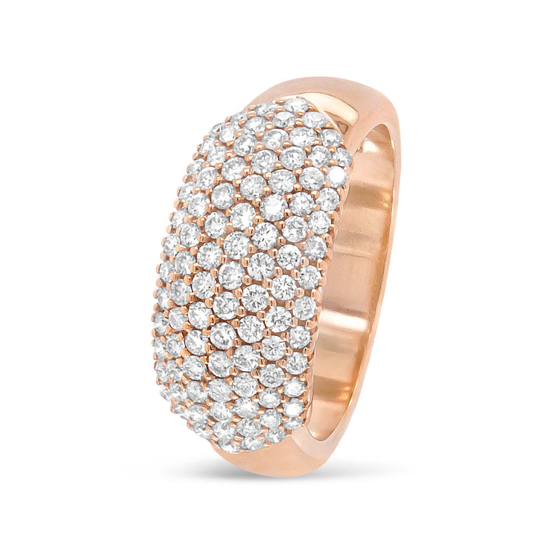 Bids.com 18K Rose Gold 1.00 Cttw Diamond Multi Row Dome Band Ring (F-G Color, VS1-VS2 Clarity) - Ring size 7 Rings