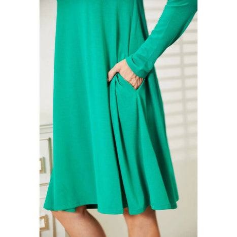 Zenana Long Sleeve Flare Dress with Pockets