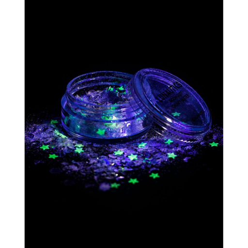 Lunautics Zenon - Chunky Purple Glitter with Glow-in-Dark Stars and Silver Moons Chunky Glitter