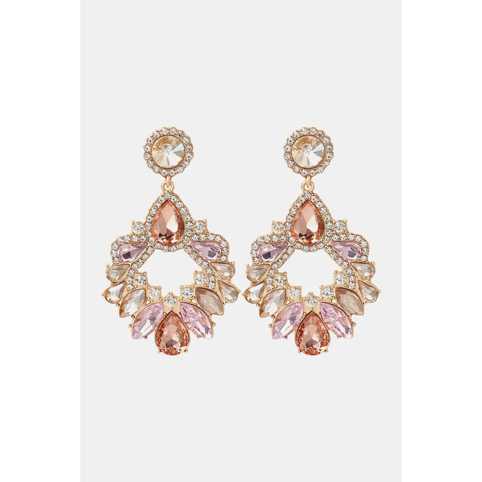 Zinc Alloy Frame Glass Stone Dangle Earrings