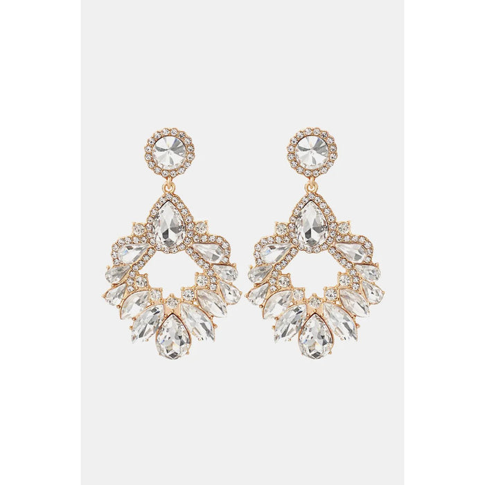 Zinc Alloy Frame Glass Stone Dangle Earrings