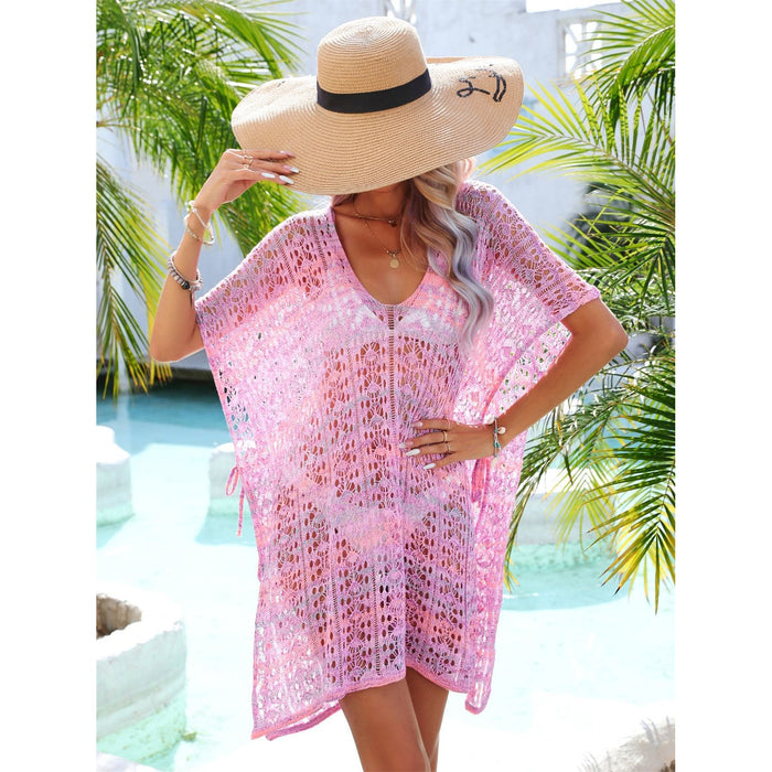 Slit Openwork V-Neck Cover Up