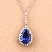 Bids.com 3.05 Carat Genuine Tanzanite and White Diamond 14K White Gold Pendant Pendants