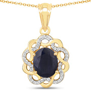 Bids.com 3.43 Carat Genuine Blue Sapphire and White Topaz .925 Sterling Silver Pendant Pendants