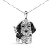 Bids.com .925 Sterling Silver 1/4 Cttw White and Black Diamond Basset Hound Dog Pendant Necklace 18 inch (I-J Color, I2-I3 Clarity) Necklaces