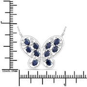 Bids.com 2.16 Carat Genuine Blue Sapphire and White Zircon .925 Sterling Silver Necklace Necklaces