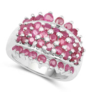 Bids.com 2.70 Carat Genuine Ruby .925 Sterling Silver Ring Rings