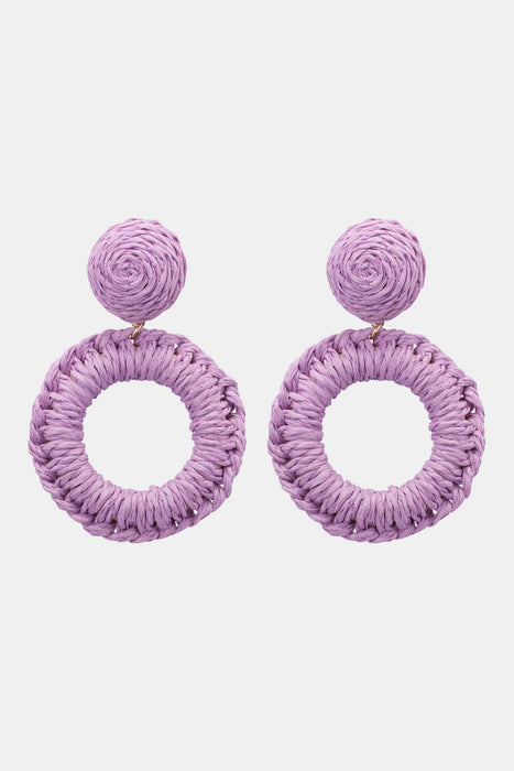 Round Shape Raffia Grass Dangle Earrings